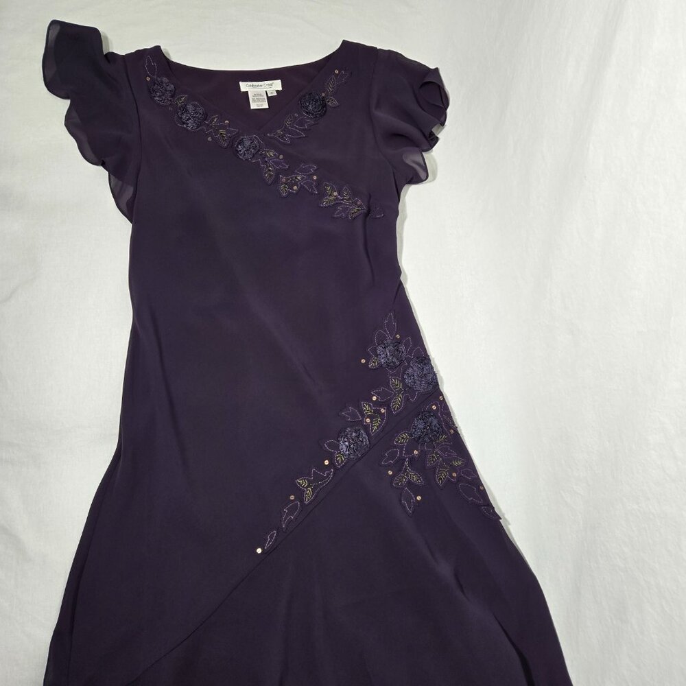 Vintage COLDWATER CREEK Y2K Whimsigoth Fairy WINE Embellished Maxi Dress Size 10 - Picture 9 of 17